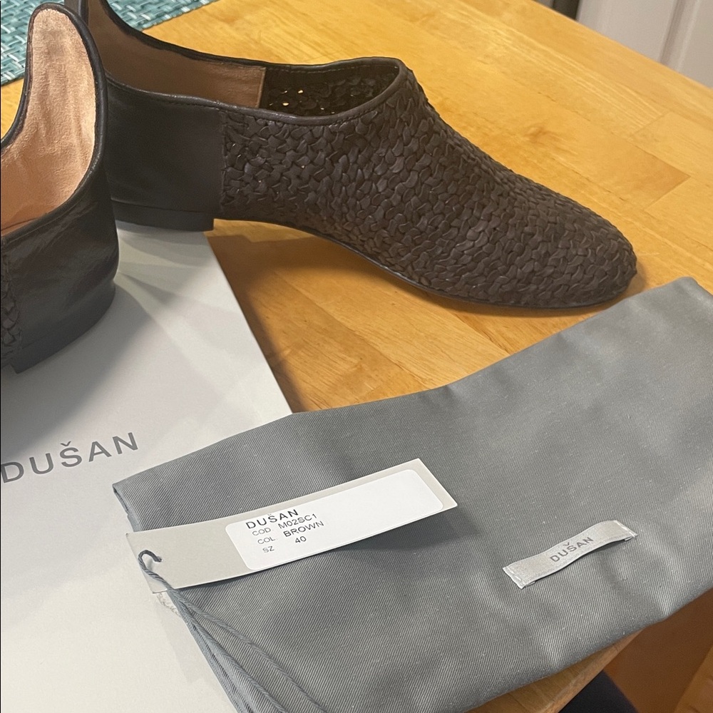 Dusan Women's Dark Brown Woven Flats - Picture 2 of 4